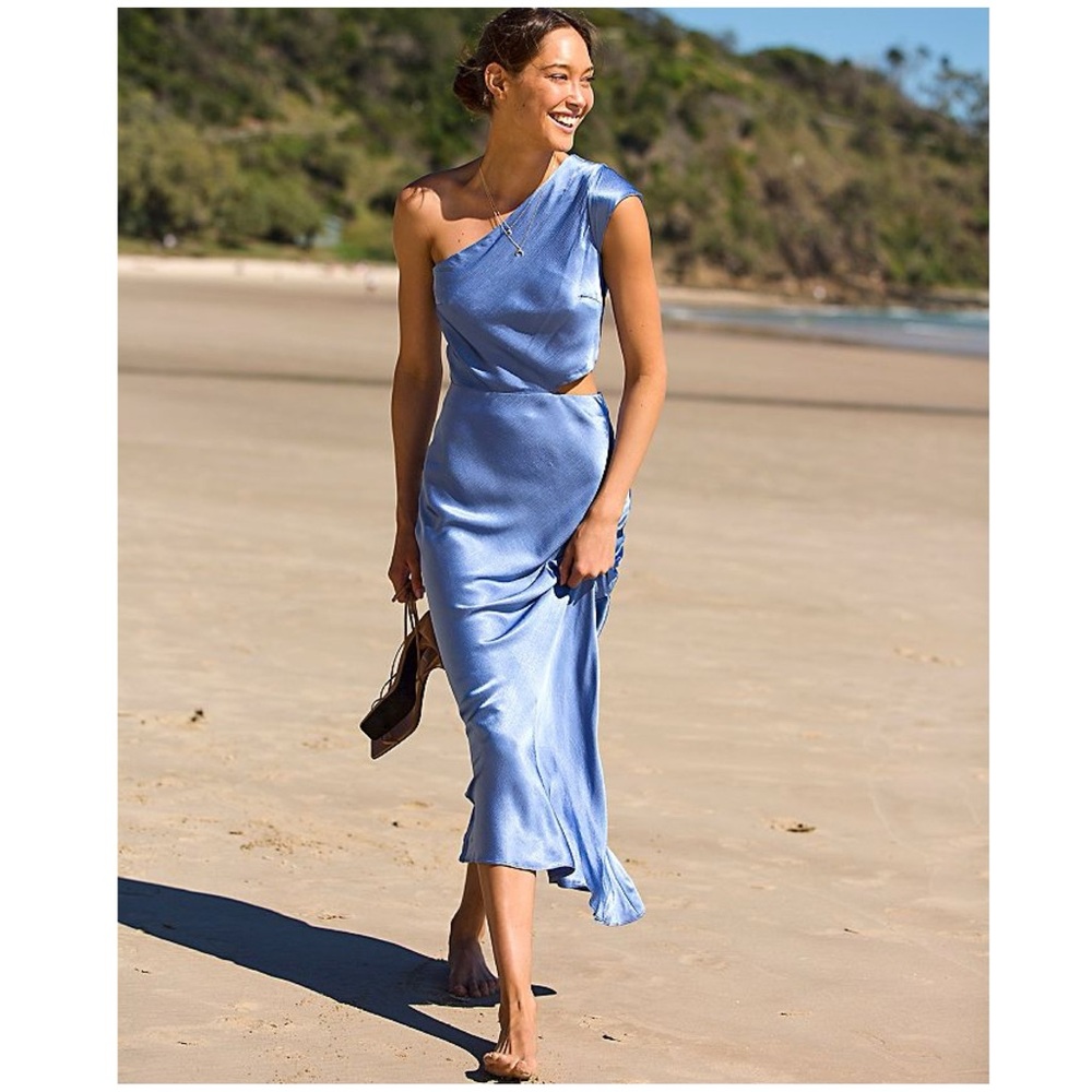 BEC + BRIDGE Delphine Asymmetrical Midi Dress, Cornflower, 4 (US)
